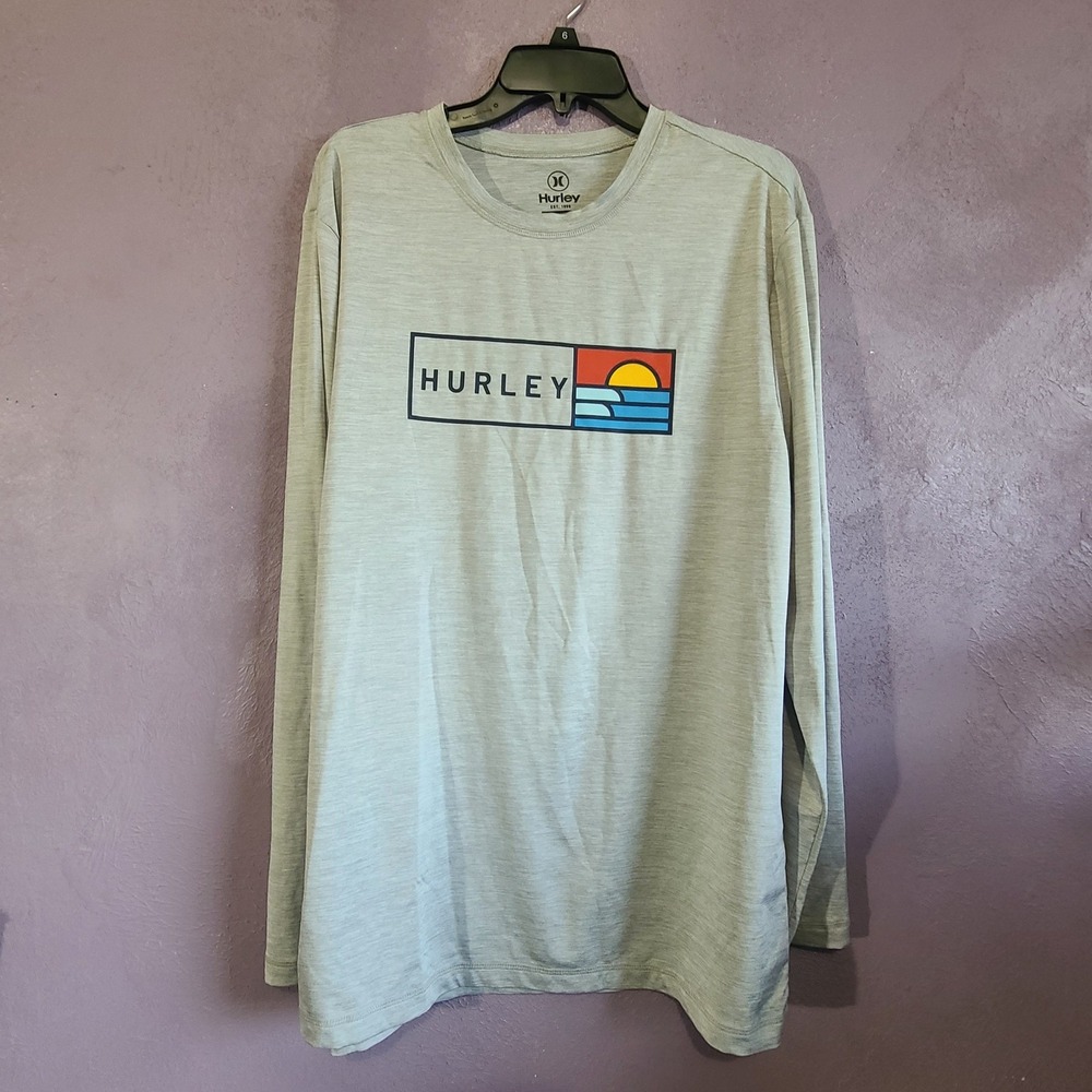 Hurley UV Tee Mens Large Gray Long Sleeve UPF 50+ Performance Shirt